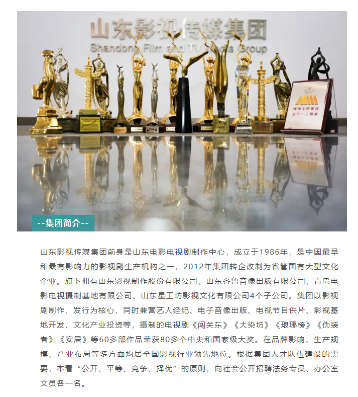 山東影視傳媒集團招聘